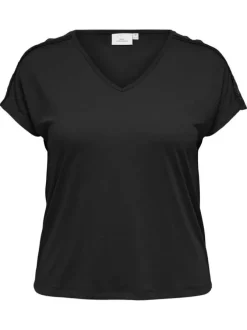 T-shirt noir uni avec une coupe ajustée et des manches courtes