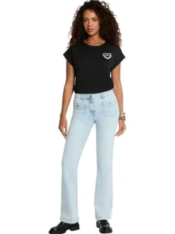 T-shirt noir uni avec une coupe droite et des manches courtes