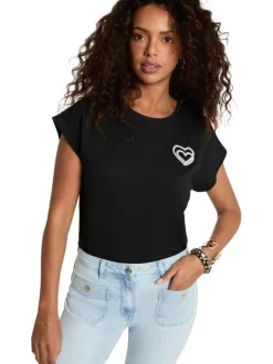 T-shirt noir uni avec une coupe droite et des manches courtes