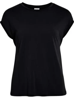 T-shirt noir uni avec une coupe droite et des manches courtes