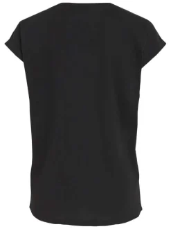 T-shirt noir uni avec une coupe droite et des manches courtes