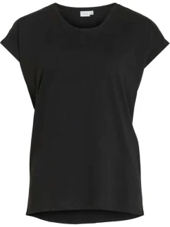 T-shirt noir uni avec une coupe droite et des manches courtes