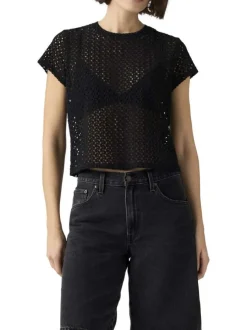 T-shirt noir uni avec une coupe droite et des manches courtes
