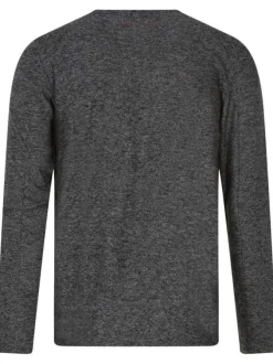 T-shirt noir uni avec une coupe droite et un col rond à manches longues