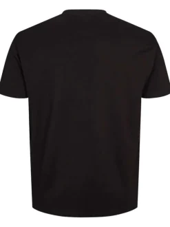 T-shirt noir uni en coton avec une coupe droite et un col rond