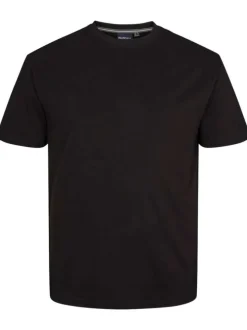 T-shirt noir uni en coton avec une coupe droite et un col rond