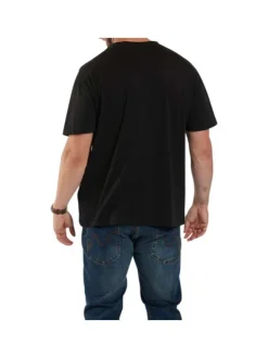 T-shirt noir uni en coton avec une coupe droite et un col rond
