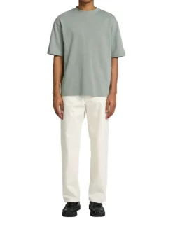 T-shirt épais vert chiné avec une coupe oversize et un col rond
