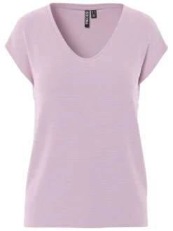 T-shirt parme uni avec une coupe droite et des manches courtes