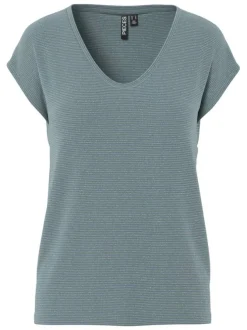 T-shirt petrole uni avec une coupe droite et des manches courtes