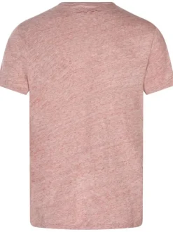 T-shirt rose chiné avec coupe droite col rond et logo floqué à la poitrine