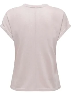 T-shirt rose pâle uni avec une coupe droite, un col rond et des manches courtes