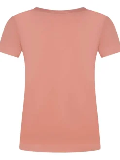 T-shirt rose uni avec une coupe droite col rond et à manches courtes