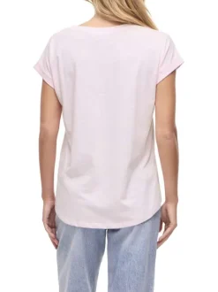 T-shirt rose uni avec une coupe droite et des manches courtes