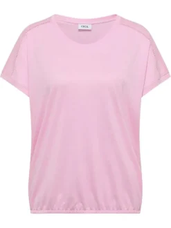 T-shirt rose uni avec une coupe droite et des manches courtes