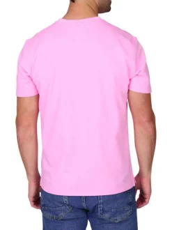 T-shirt rose uni avec une coupe droite et des manches courtes