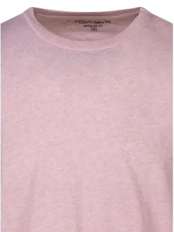 T-shirt rose uni à logo avec une coupe droite et un col rond