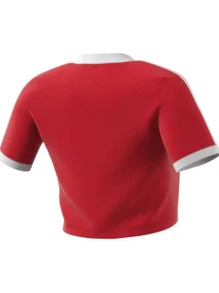 T-shirt rouge à col V large, en coton à coupe slim