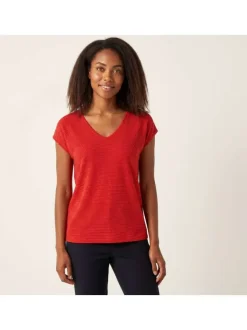 T-shirt rouge uni avec une coupe droite et des manches courtes