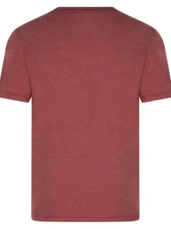 T-shirt rouge uni avec une coupe droite un col rond et des manches courtes