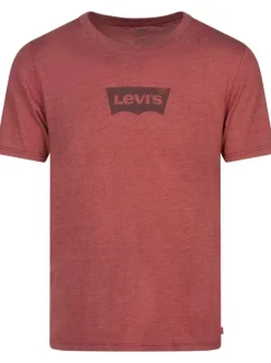 T-shirt rouge uni avec une coupe droite un col rond et des manches courtes