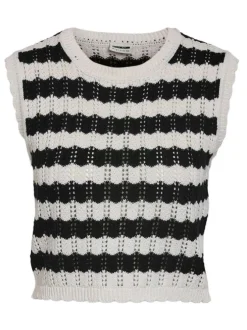 T-shirt sans manche Laika S/L O-Neck Knit Vest Fwd noir et blanc en maille