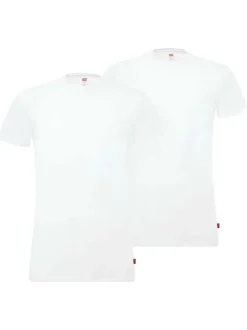 T-shirts blancs en coton unis coupe droite col rond