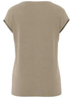 T-shirt taupe uni avec une coupe droite et des manches courtes