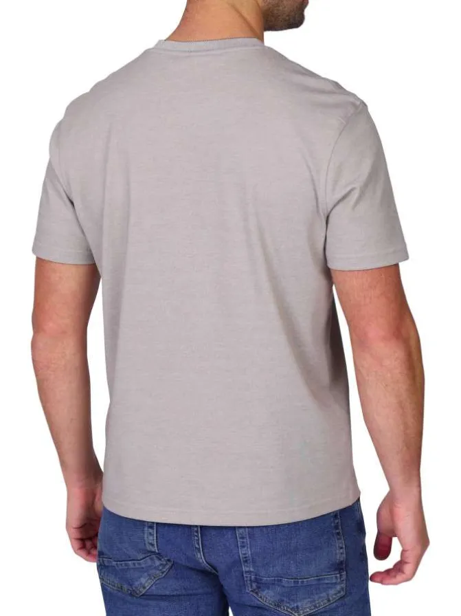 T-shirt taupe uni avec une coupe droite et des manches courtes