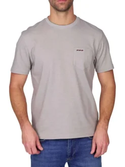 T-shirt taupe uni avec une coupe droite et des manches courtes