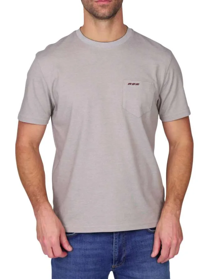 T-shirt taupe uni avec une coupe droite et des manches courtes
