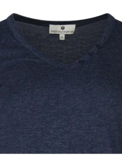 T-shirt Torina Icon marine uni droit fluide à col v et à manches longues