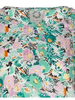 T-shirt vert avec imprimé floral all-over coupe droite col rond