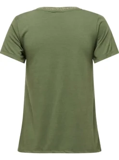 T-shirt vert 0 coupe droite pourvu d'un col v et de manches courtes