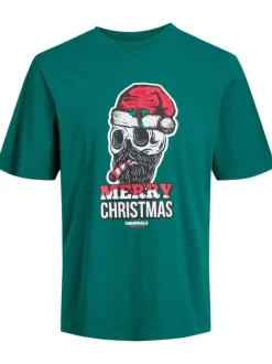 T-shirt vert en coton avec une coupe droite et des manches courtes