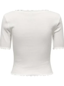 T-shirt vert rayé coupe droite col V à manches courtes en lurex