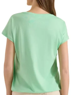 T-shirt vert uni avec coupe droite et des manches courtes élastiquées