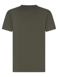 T-shirt vert uni avec une coupe droite à col rond et des manches courtes