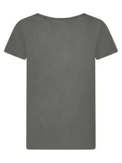 T-shirt vert uni avec une coupe droite et des manches courtes