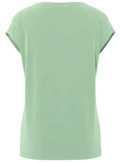 T-shirt vert uni avec une coupe droite et des manches courtes