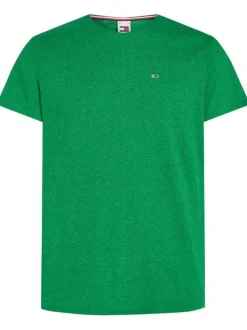 T-shirt vert uni à coupe droite, col rond et à manches courtes