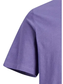 T-shirt violet en coton biologique mélangé avec une coupe droite et un col rond