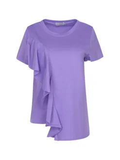 T-shirt violet pour femme en jersey coupe droite