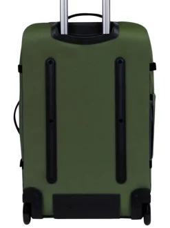 Valise kaki unie souple avec anses et patchs marron de la marque
