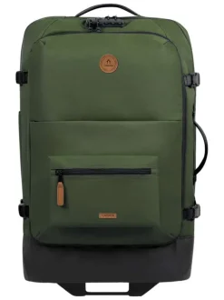 Valise kaki unie souple avec anses et patchs marron de la marque