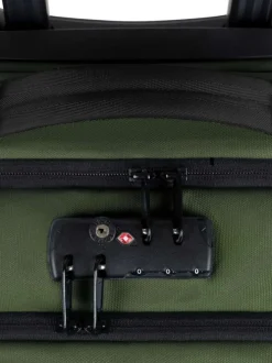 Valise kaki unie souple avec anses et patchs marron de la marque