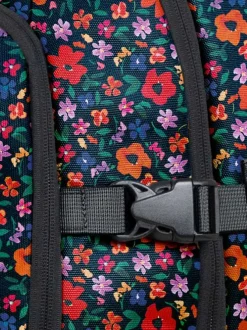 Valise noire à imprimé fleuri avec zips et anses de transport