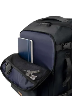 Valise noire unie avec anse de transport et fermetures zippées