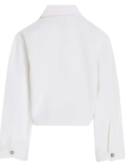 Veste en jean en better coton initiative blanc avec coupe courte et col français