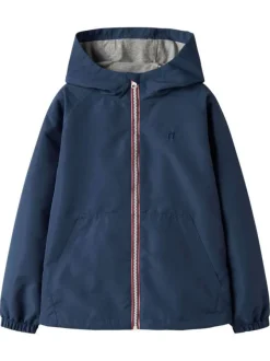 Veste imperméable marine unie pourvue d'une capuche et de manches longues